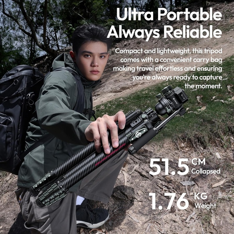 Ulanzi JJ06 GlideGo Overhead Carbon Fiber Video Travel Camera Tripod (T081)