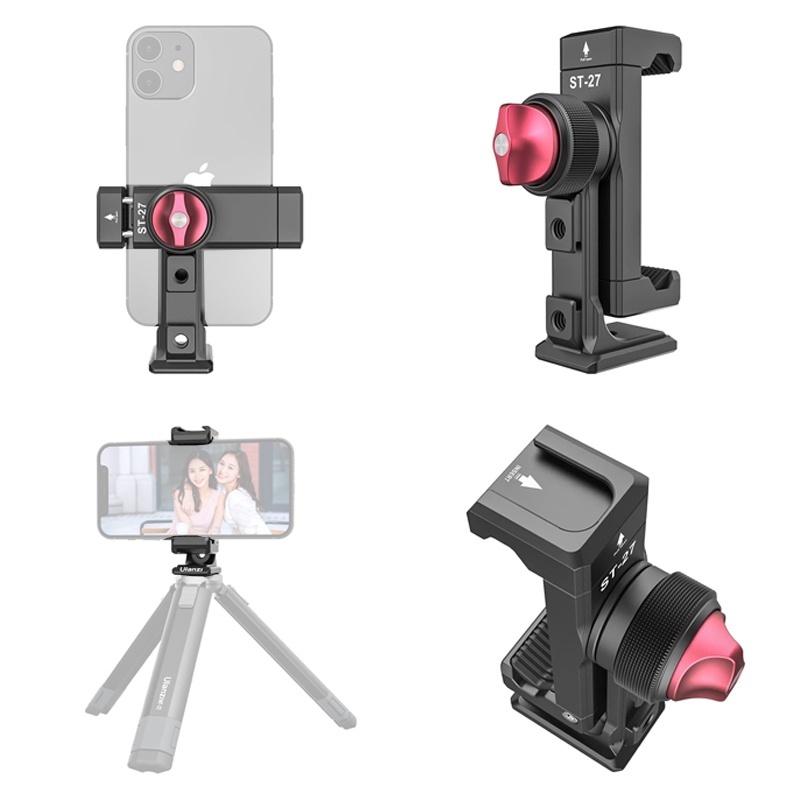 Ulanzi ST-27 Phone Holder (Iron Man IV Metal Phone Clip with Triple Cold Shoe Mount)