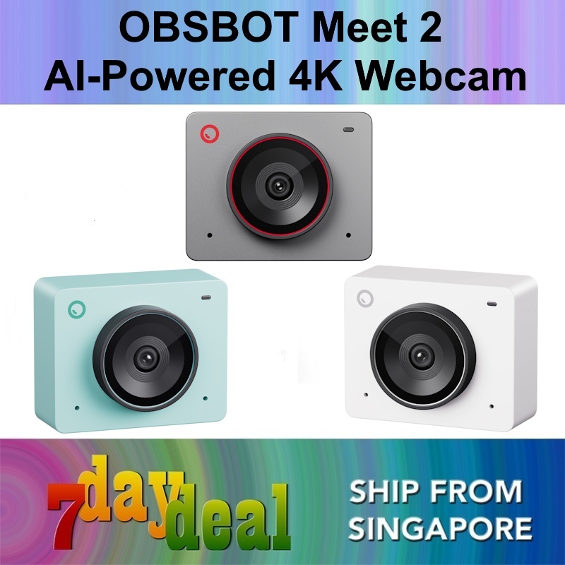OBSBOT Meet 2 AI-Powered 4K Webcam  (Aurora Green / Cloud White / Space Grey)