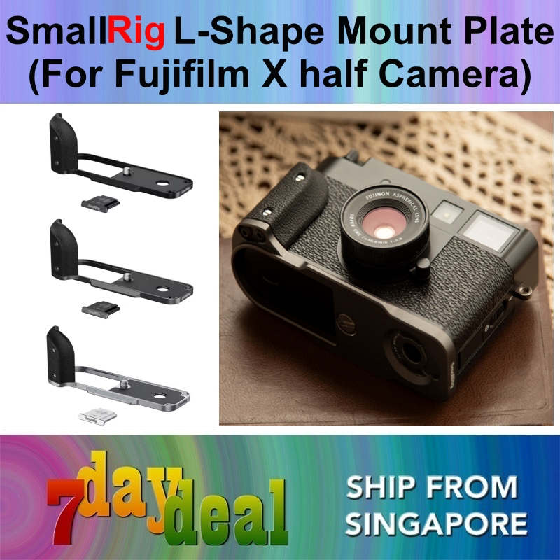 SmallRig L-Shape Mount Plate with Silicone Handle for Fujifilm X half Camera (Black / Charcoal Silver / Silver)