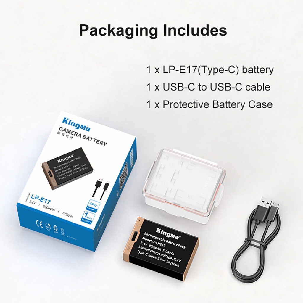 KingMa LP-E17 Half Decoded Battery / Battery with Type-C Port (For Canon)