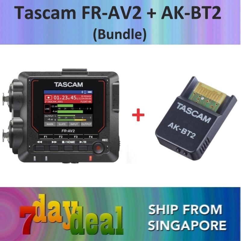 Tascam FR-AV2 32-Bit-Float Portable Audio Field Recorder + Tascam AK-B