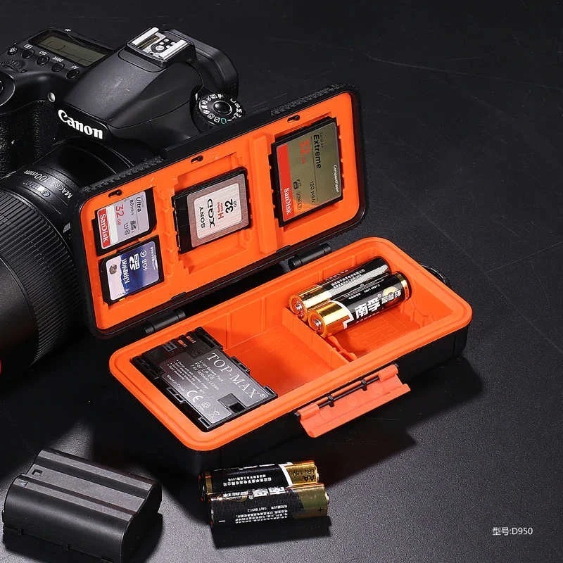 LensGo D950 - Camera Battery / AA Battery / SD Card & CF Card Case (Orange)