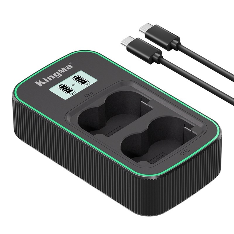 KingMa PD3.0 (9V/2A) LCD Dual Slot Fast Charge USB Battery Charger