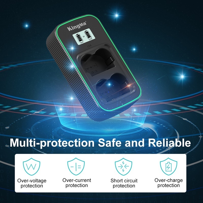 KingMa PD3.0 (9V/2A) LCD Dual Slot Fast Charge USB Battery Charger