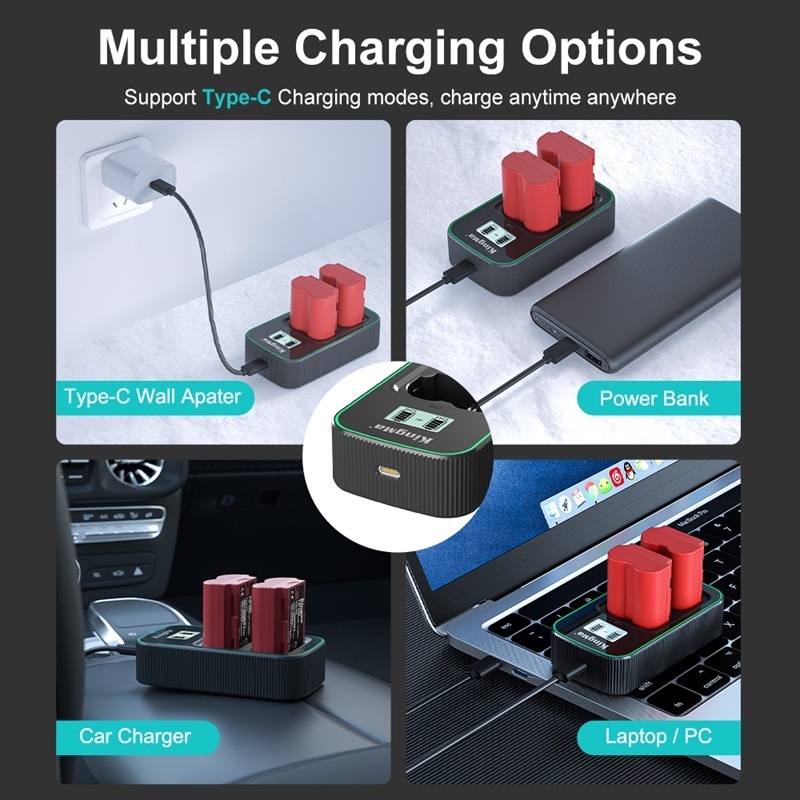 KingMa PD3.0 (9V/2A) LCD Dual Slot Fast Charge USB Battery Charger