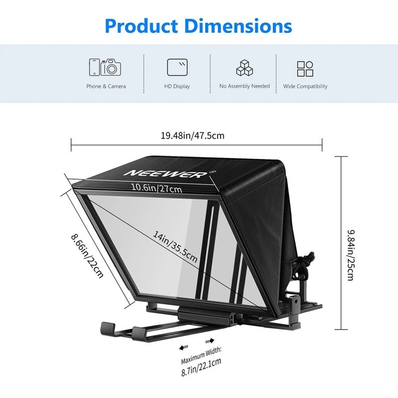 Neewer X14 14" Tablet Teleprompter (For 14” Tablet's width up to 22.1cm)