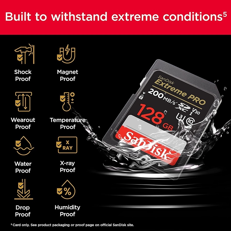 Sandisk Extreme Pro SD XC 128GB / 256GB UHS-I Card (200MB/S) – V30