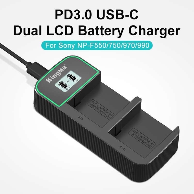 KingMa PD3.0 (9V/2A) LCD Dual Slot Fast Charge USB Battery Charger
