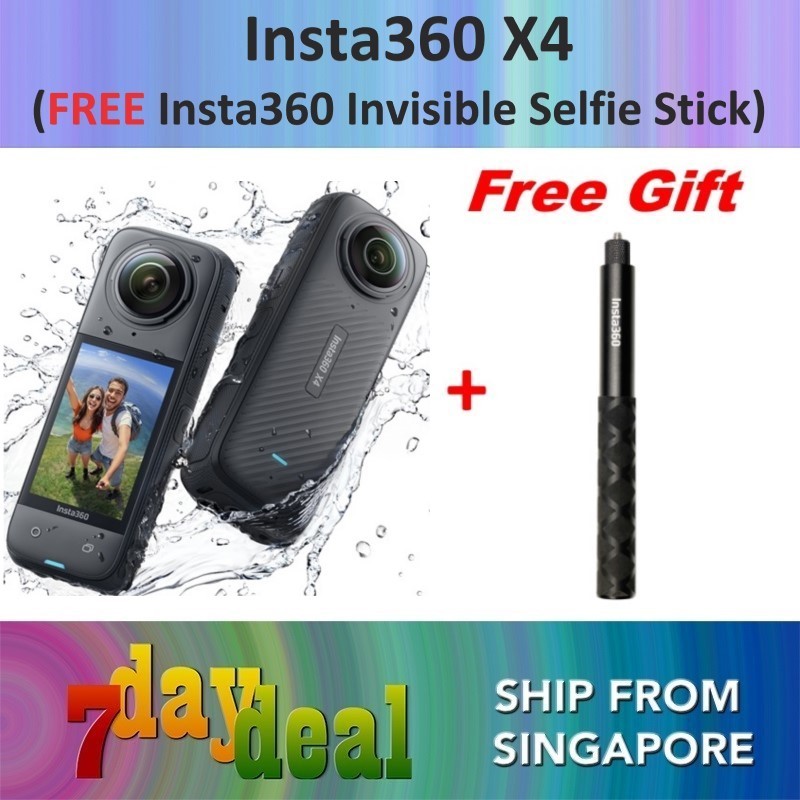 Insta360 X4 360 Camera + FREE Invisible Selfie Stick