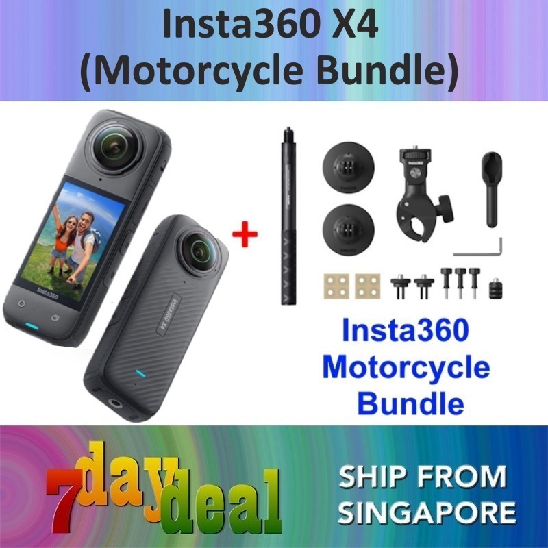 Insta360 X4 360 Camera + Motorcycle Bundle + FREE Invisible Selfie Stick