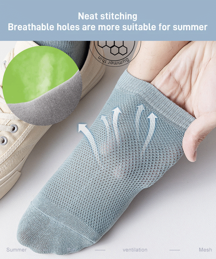 Solid color mesh breathable sweat-absorbing antibacterial socks [odor-proof and antibacterial]