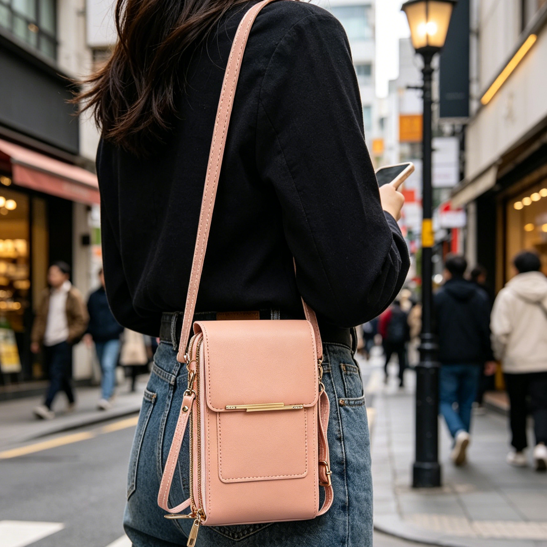 Multi-Functional Touchscreen Zipper Pouch | 3-in-1 Phone Purse & Cardholder | Anti-Theft Crossbody Bag | Premium Vegan Leather