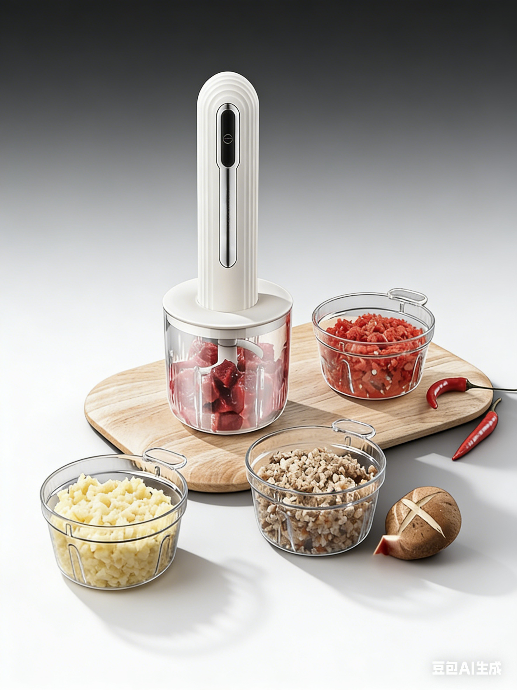 6-Sec Mini Food Chopper with 4 Interchangeable Bowls - Hygienic & Powerful Electric Meat Grinder