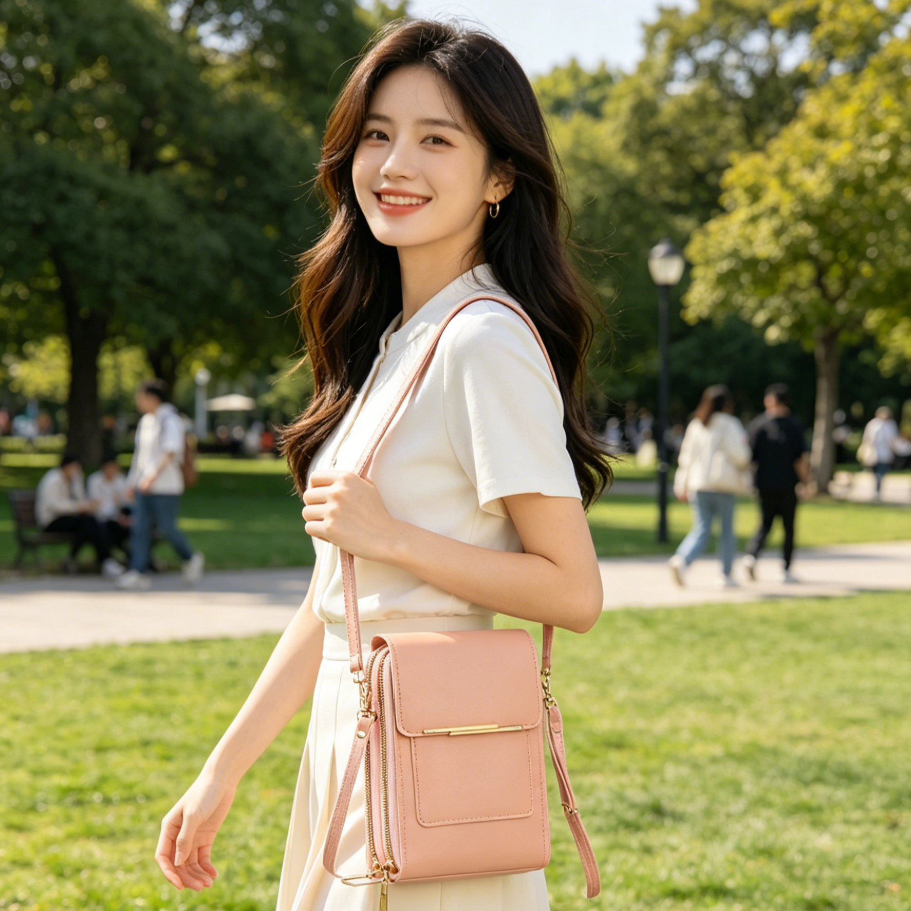 Multi-Functional Touchscreen Zipper Pouch | 3-in-1 Phone Purse & Cardholder | Anti-Theft Crossbody Bag | Premium Vegan Leather
