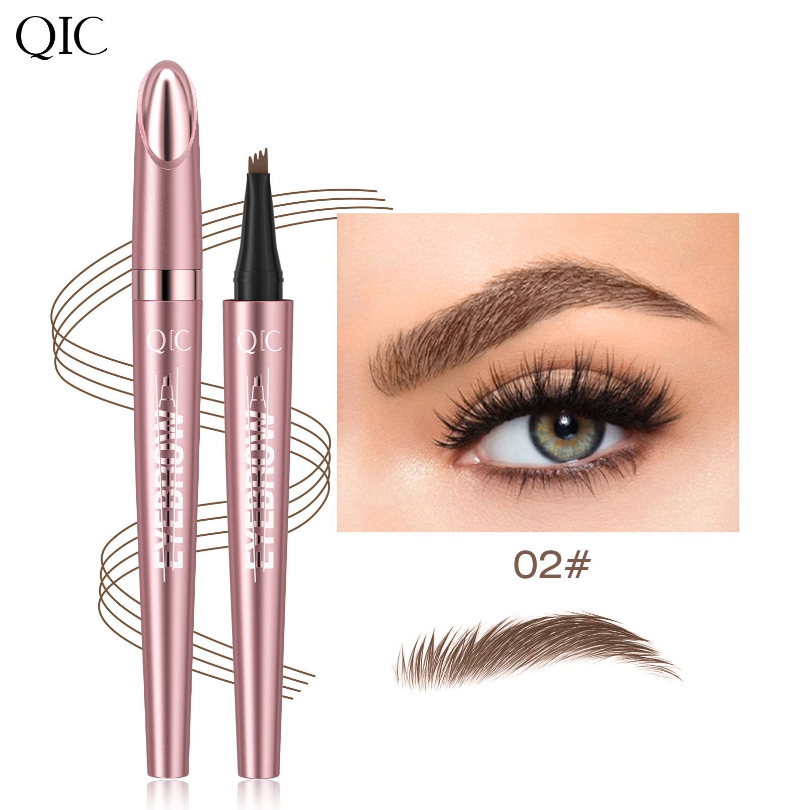 4-Tip 3D Microblade Eyebrow Pen - Sweatproof & Smudge-Proof for Natural-Looking Brows