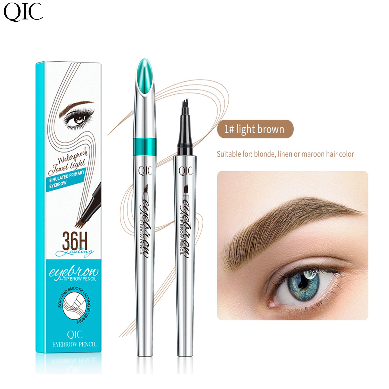 4-Tip 3D Microblade Eyebrow Pen - Sweatproof & Smudge-Proof for Natural-Looking Brows