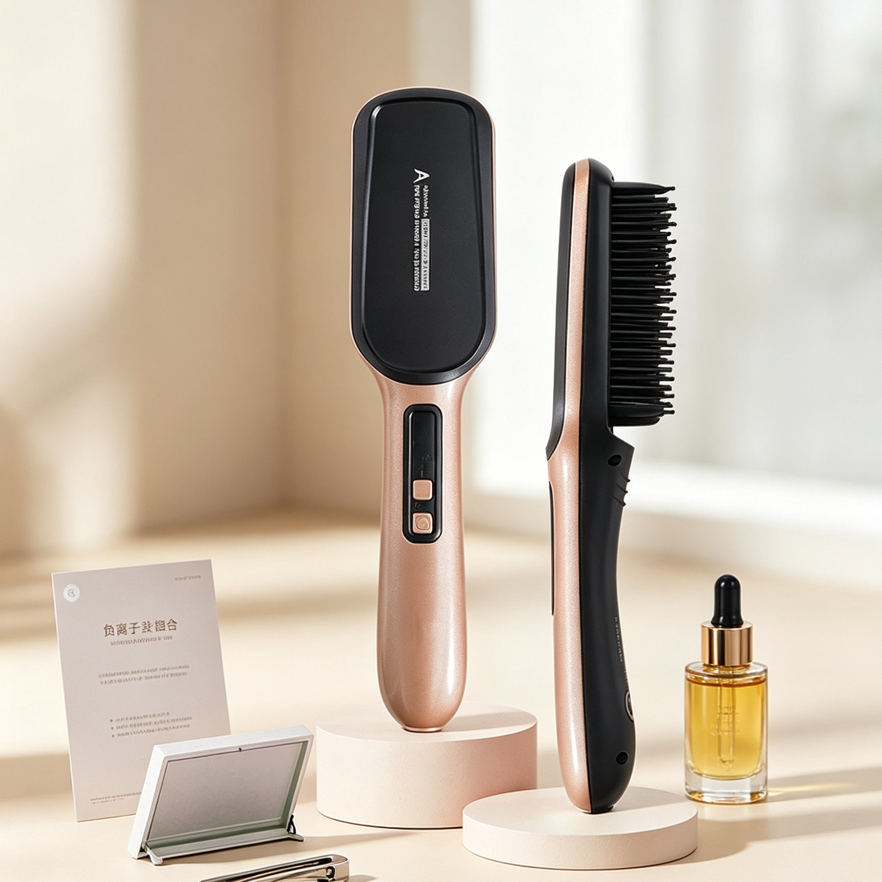 Negative Ion Hair Straightener Brush 2 In 1 Salon Grade Styling Tool
