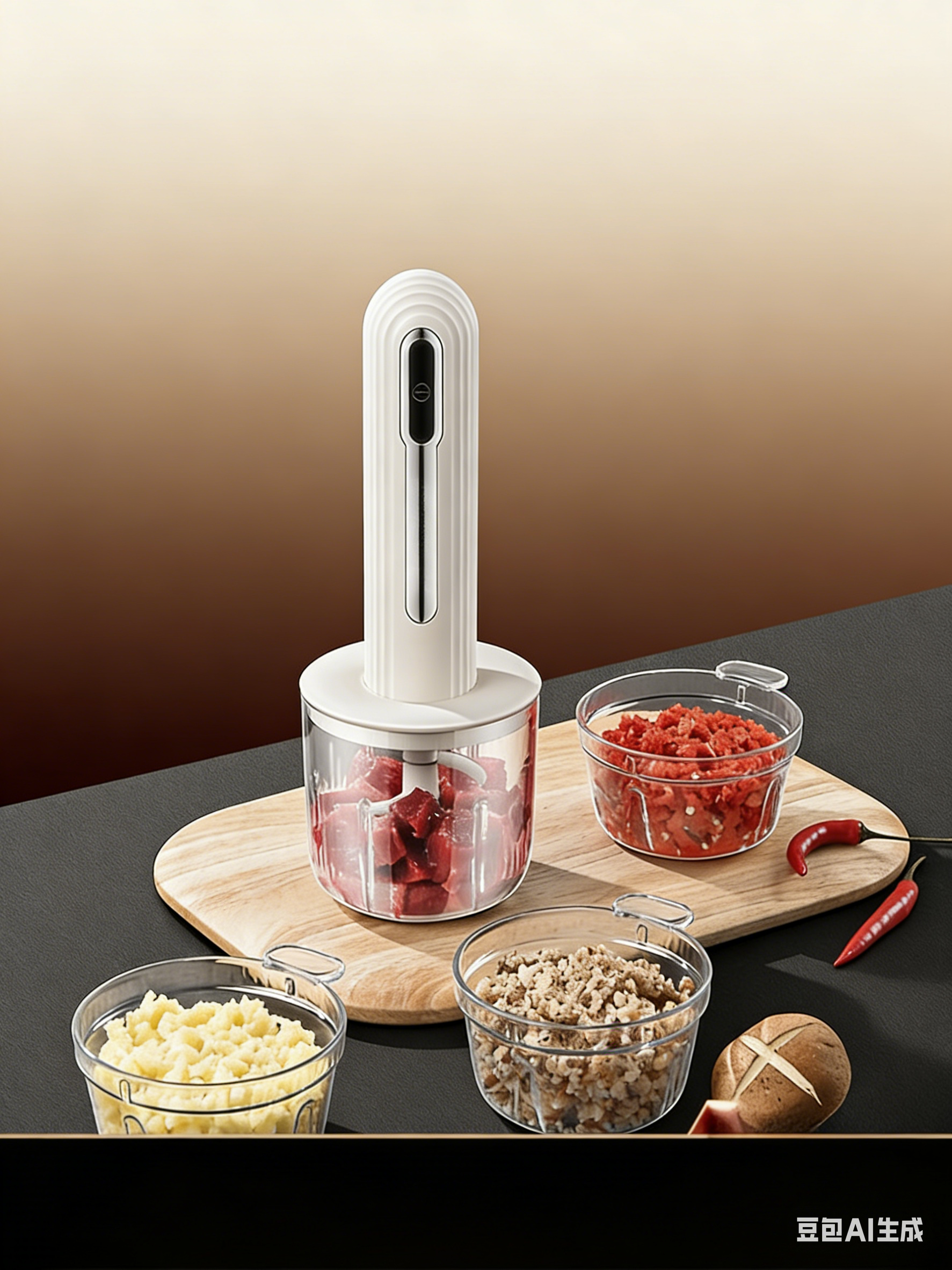 6-Sec Mini Food Chopper with 4 Interchangeable Bowls - Hygienic & Powerful Electric Meat Grinder
