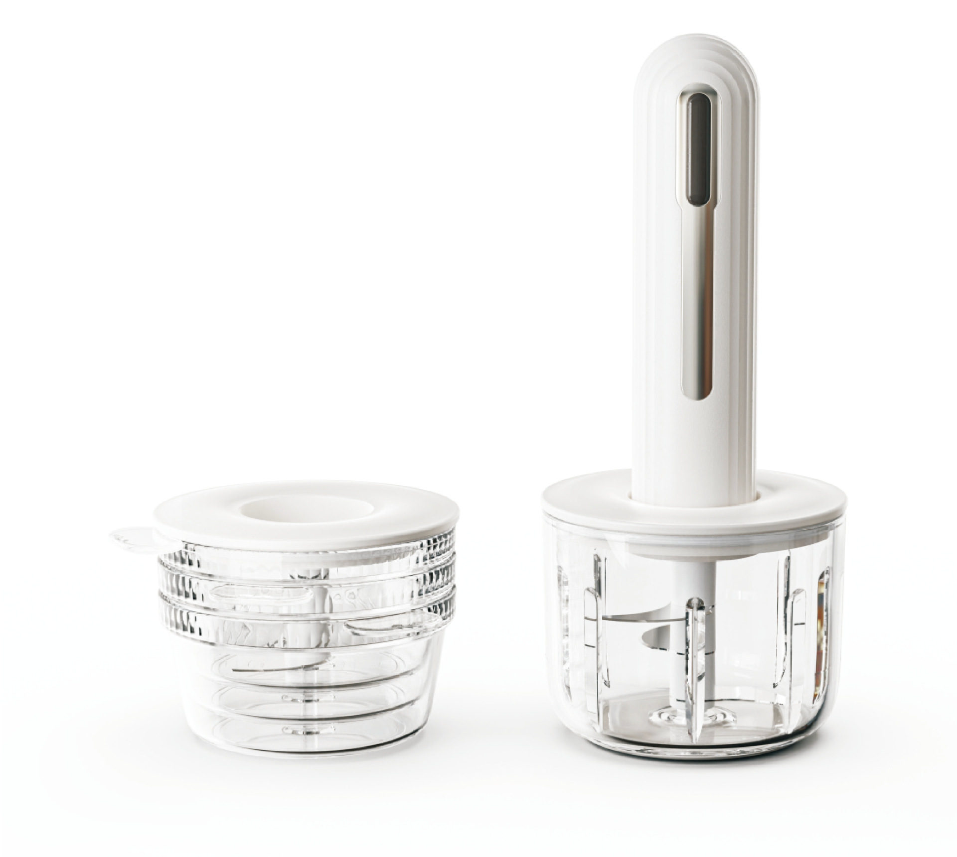 6-Sec Mini Food Chopper with 4 Interchangeable Bowls - Hygienic & Powerful Electric Meat Grinder