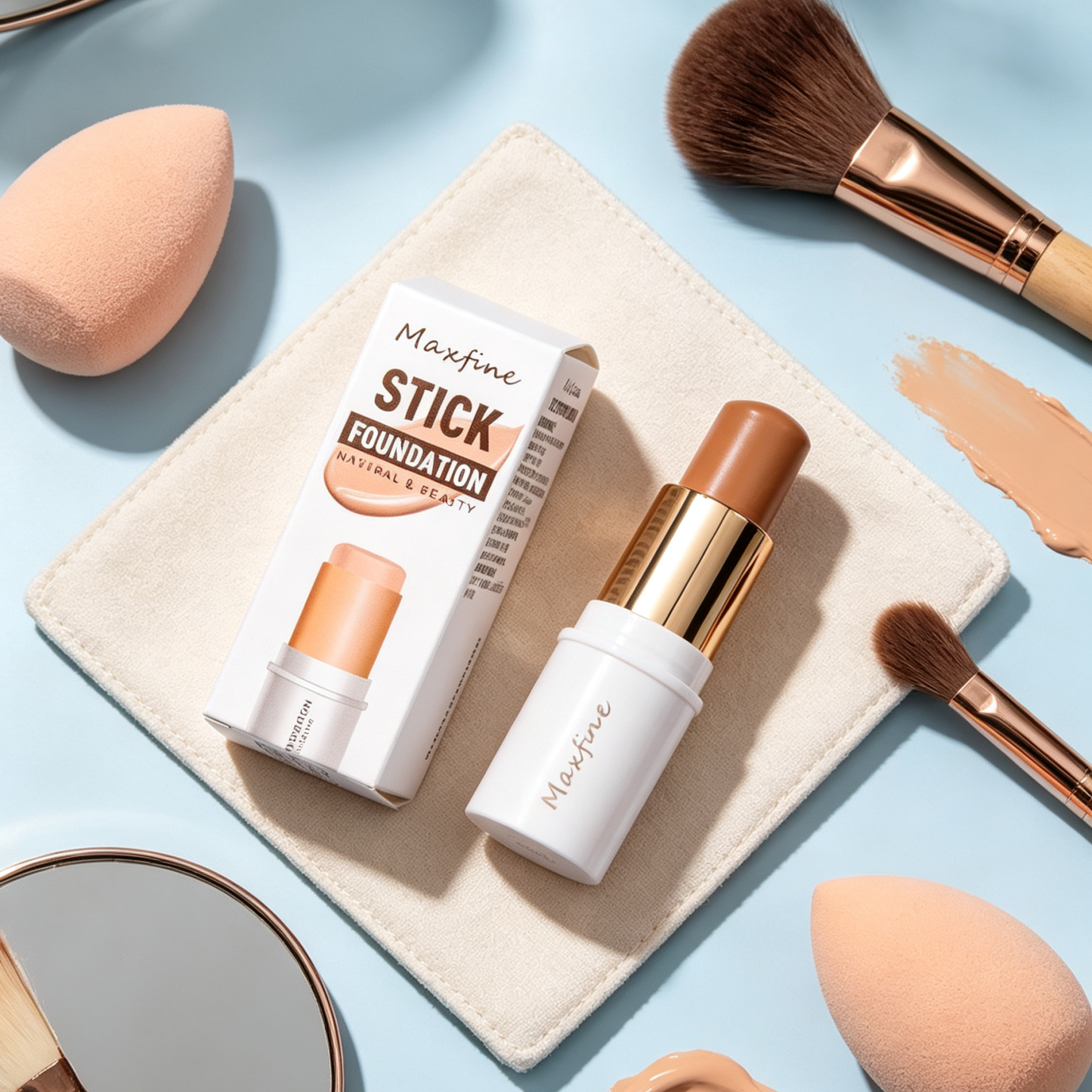 Foundation Stick Tahan Lama Tutup Segala Cela | Bedak Asas Glowing Anti-Tumpah Mekap Cepat