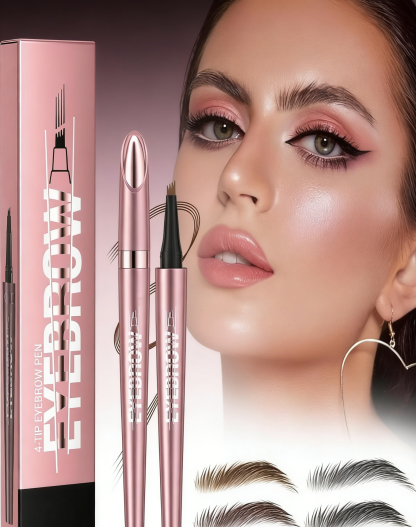 4-Tip 3D Microblade Eyebrow Pen - Sweatproof & Smudge-Proof for Natural-Looking Brows