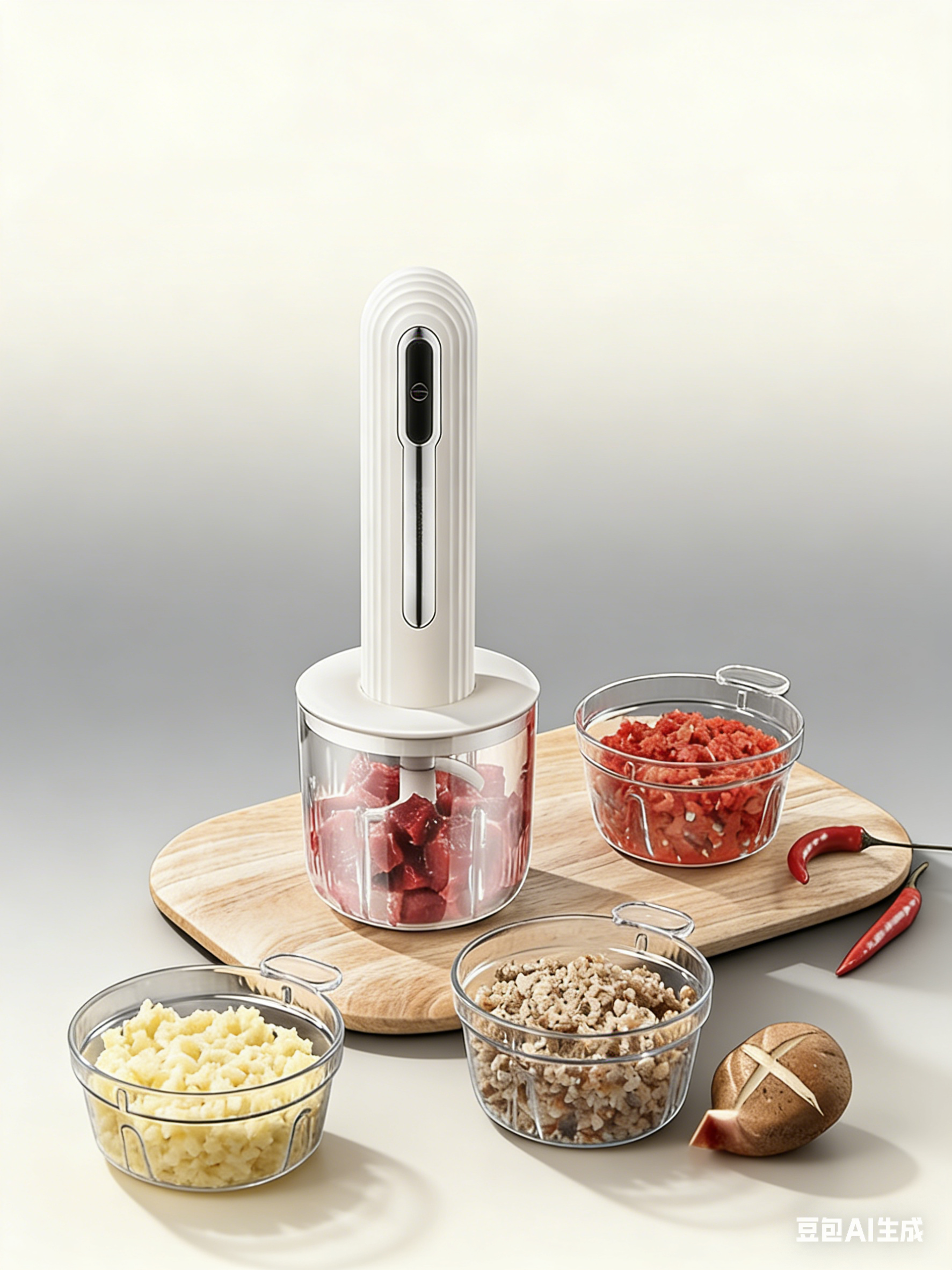 6-Sec Mini Food Chopper with 4 Interchangeable Bowls - Hygienic & Powerful Electric Meat Grinder