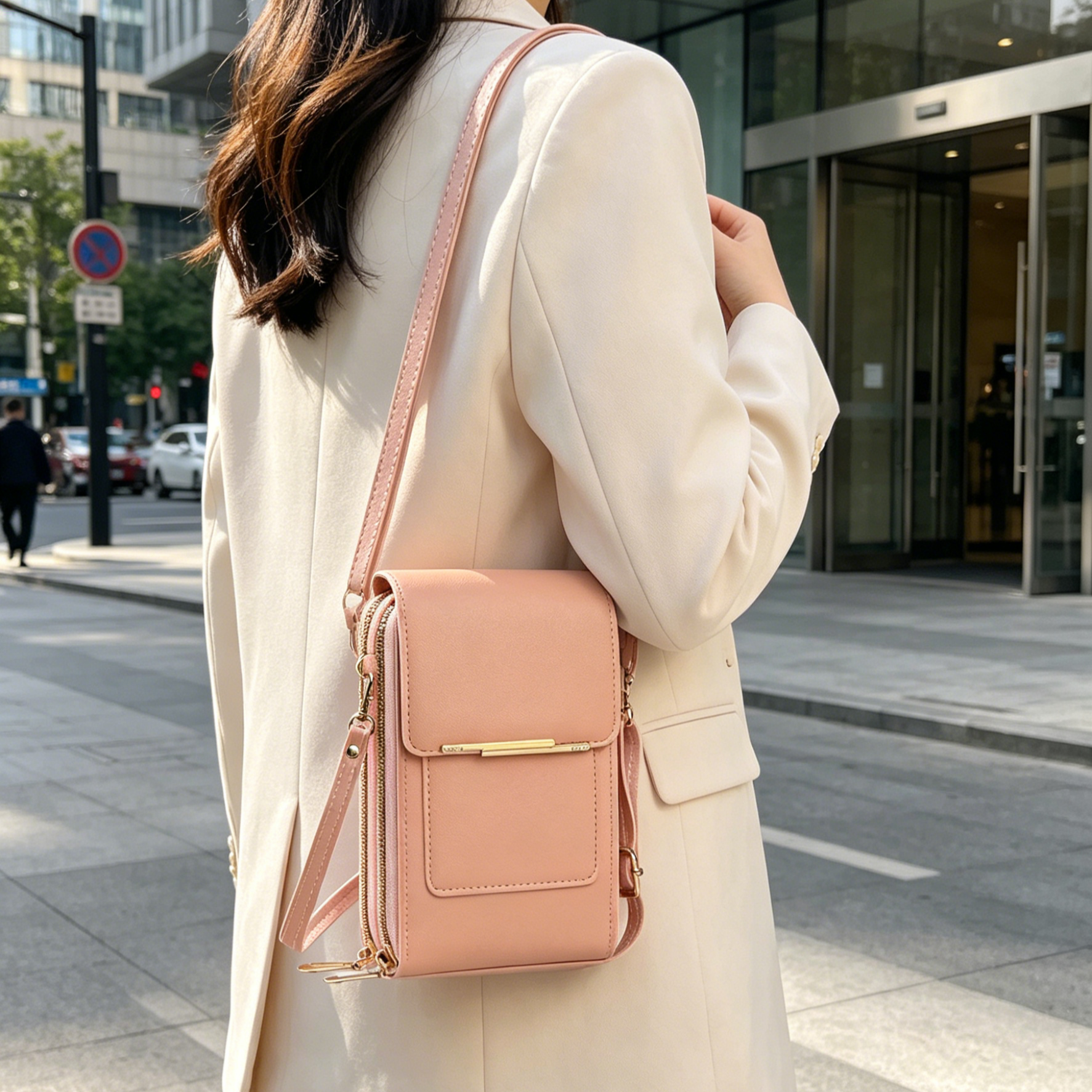 Multi-Functional Touchscreen Zipper Pouch | 3-in-1 Phone Purse & Cardholder | Anti-Theft Crossbody Bag | Premium Vegan Leather