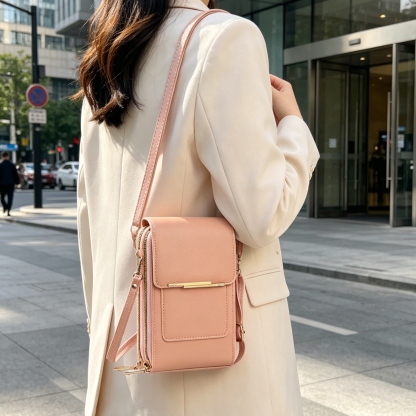 Multi-Functional Touchscreen Zipper Pouch | 3-in-1 Phone Purse & Cardholder | Anti-Theft Crossbody Bag | Premium Vegan Leather