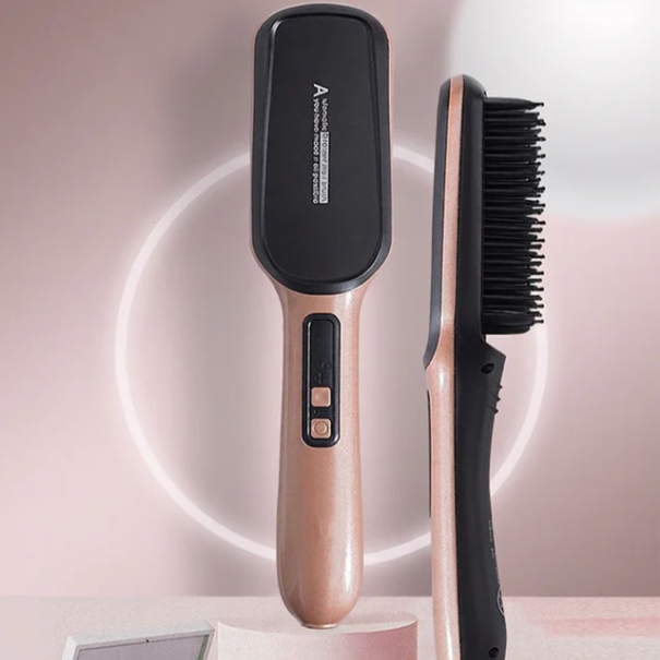 Negative Ion Hair Straightener Brush 2 In 1 Salon Grade Styling Tool
