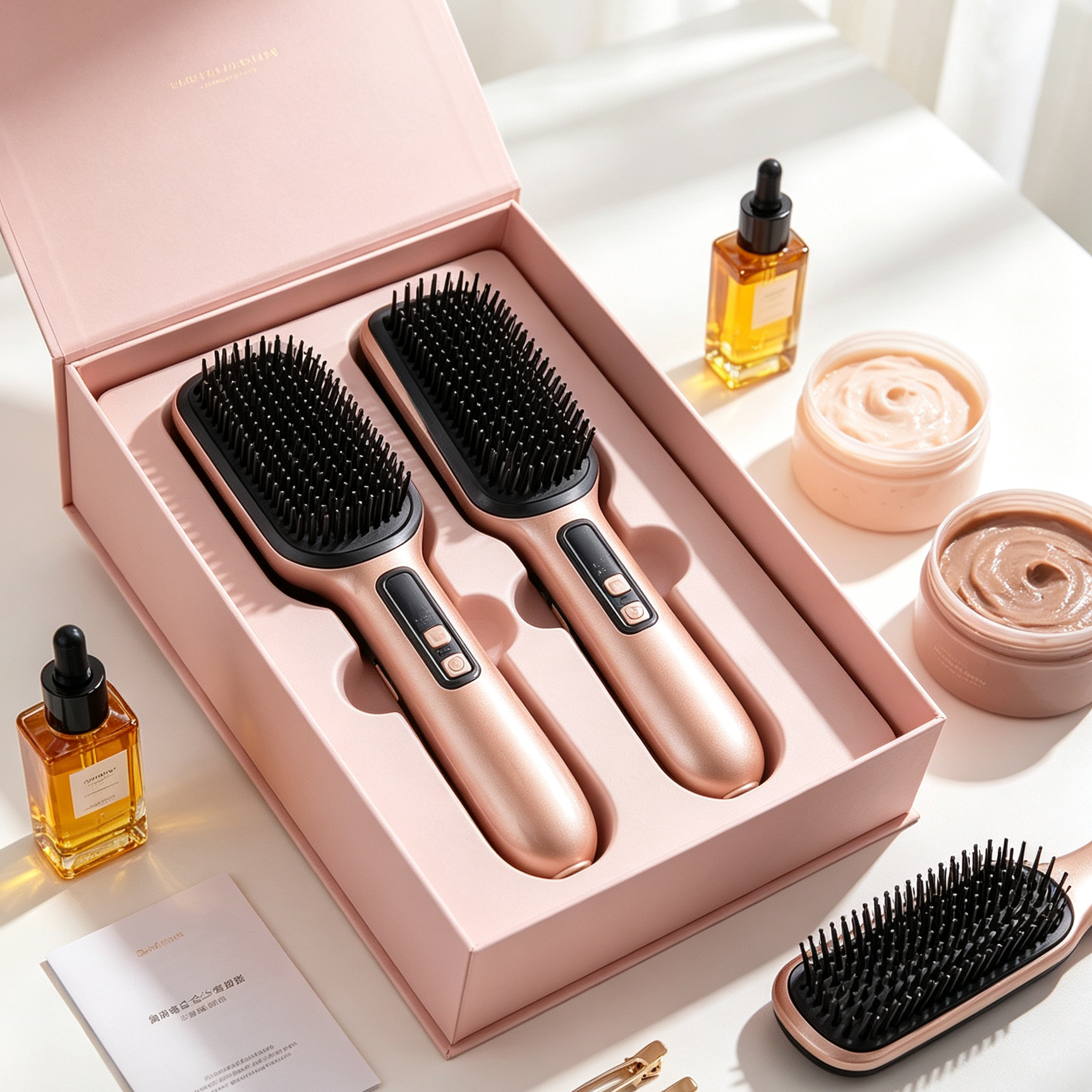 Negative Ion Hair Straightener Brush 2 In 1 Salon Grade Styling Tool
