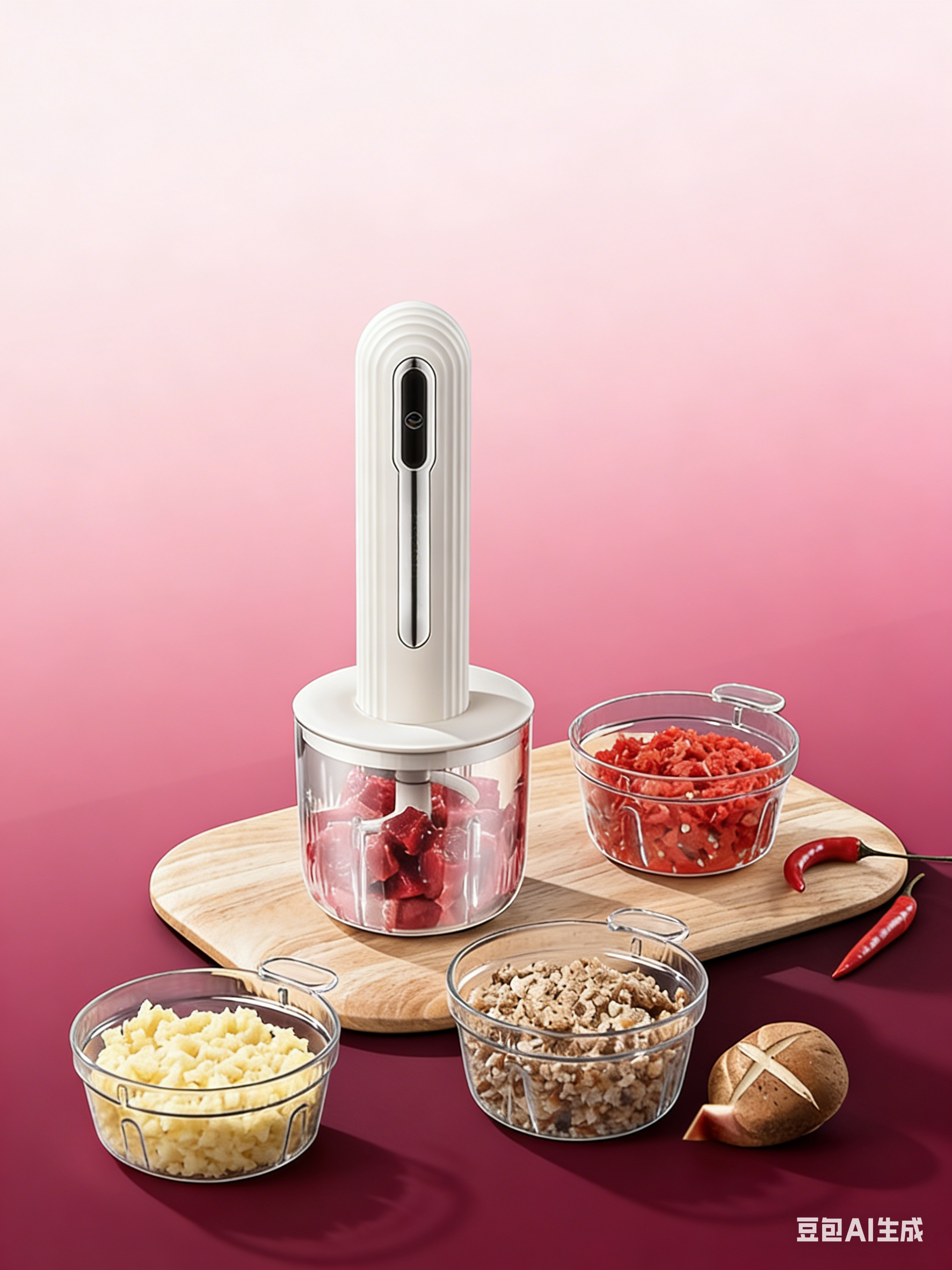 6-Sec Mini Food Chopper with 4 Interchangeable Bowls - Hygienic & Powerful Electric Meat Grinder