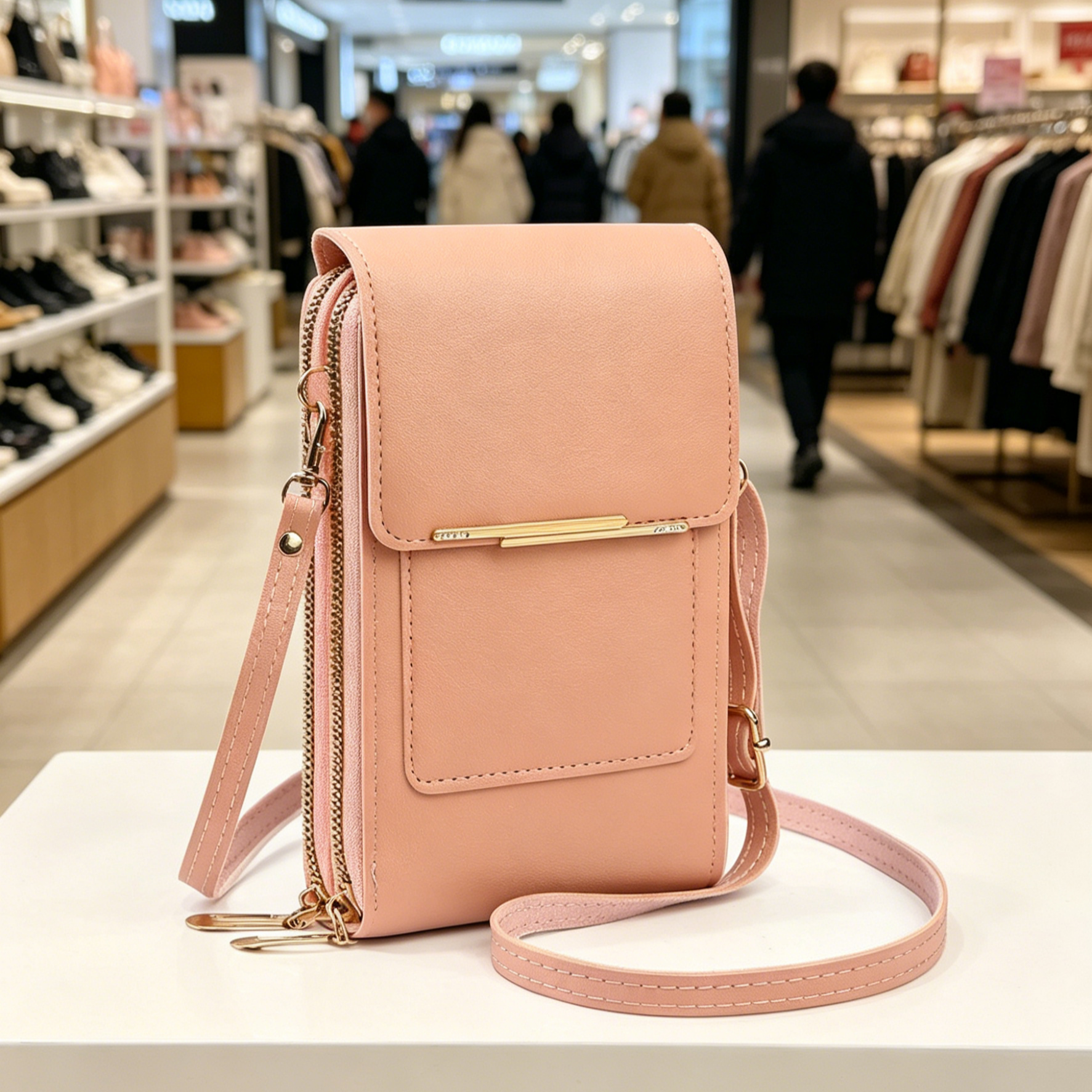 Multi-Functional Touchscreen Zipper Pouch | 3-in-1 Phone Purse & Cardholder | Anti-Theft Crossbody Bag | Premium Vegan Leather