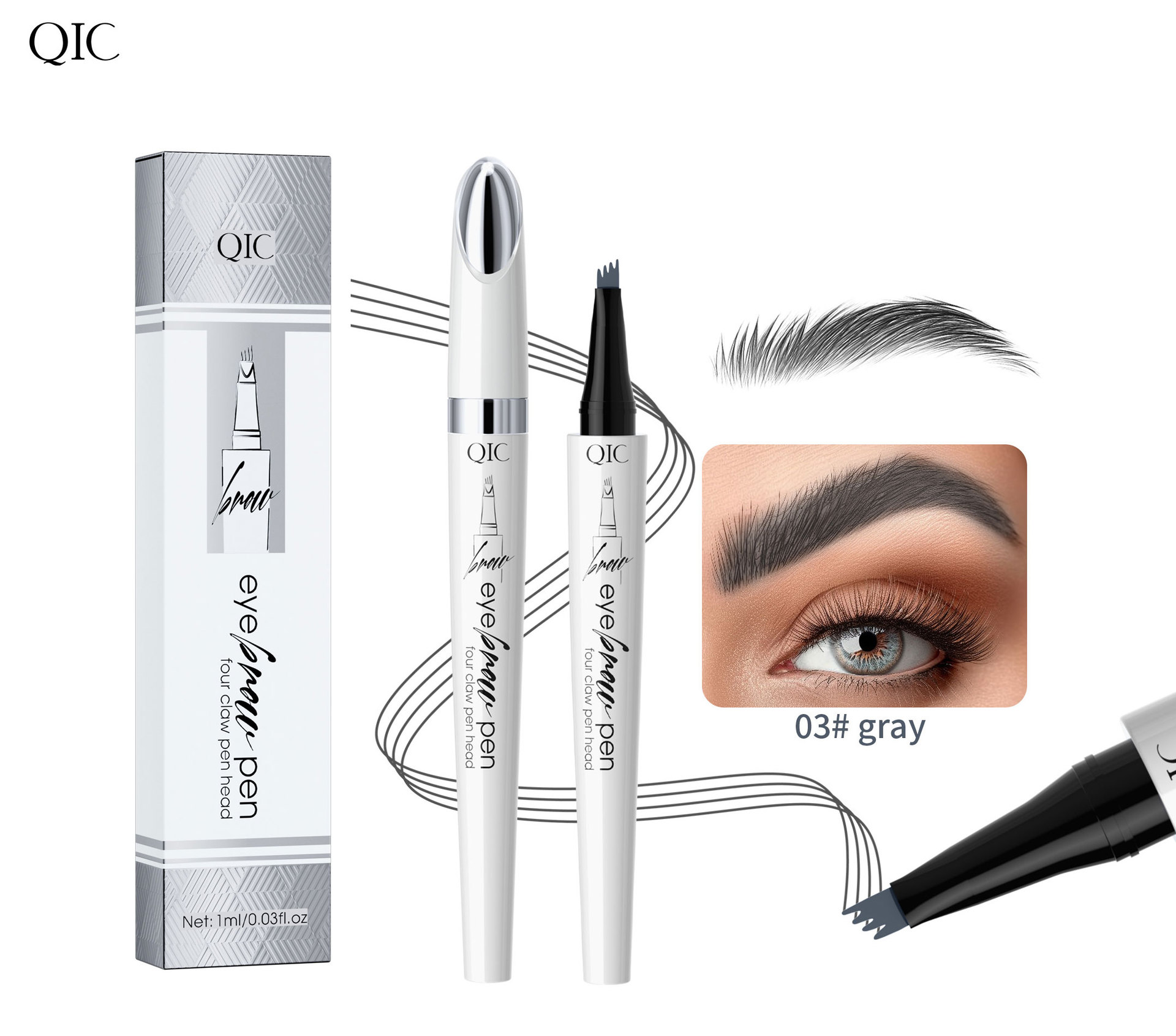 4-Tip 3D Microblade Eyebrow Pen - Sweatproof & Smudge-Proof for Natural-Looking Brows