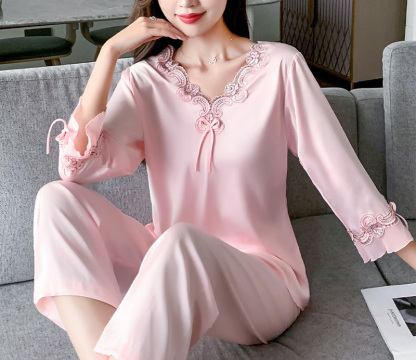 Korean style comfortable silk pajamas set