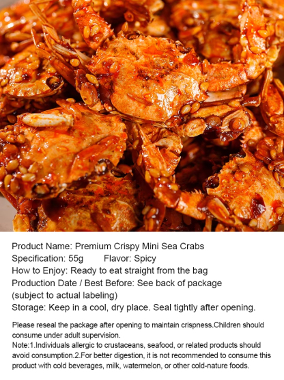 Spicy Sea Crab Snacks - High in Protein, Low in Sodium