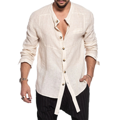 Cotton and linen fashion men‘s shirt