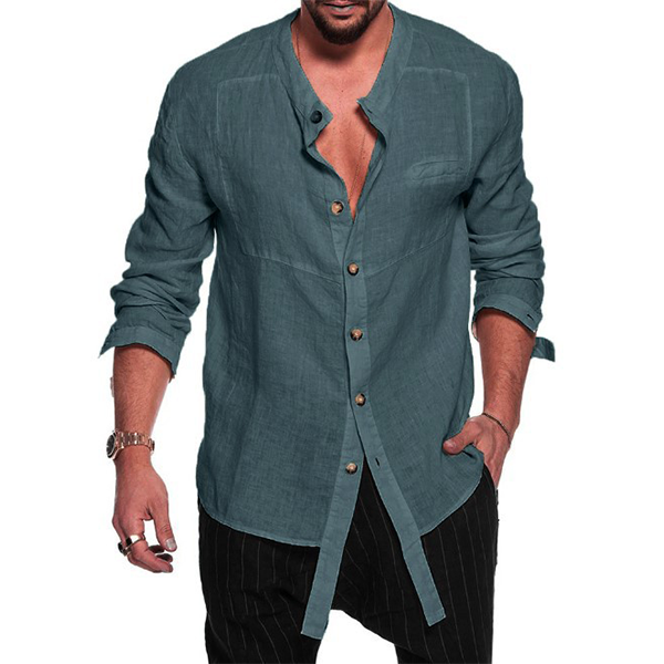 Cotton and linen fashion men‘s shirt