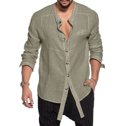 Cotton and linen fashion men‘s shirt