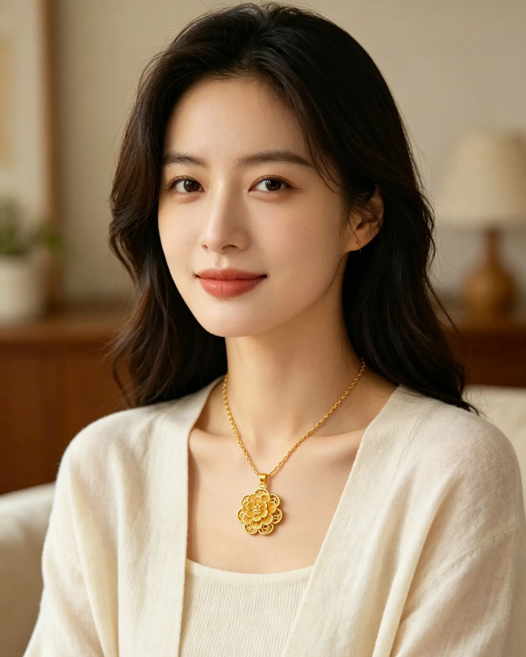 Lady Pendant Necklace of Prosperity Flower