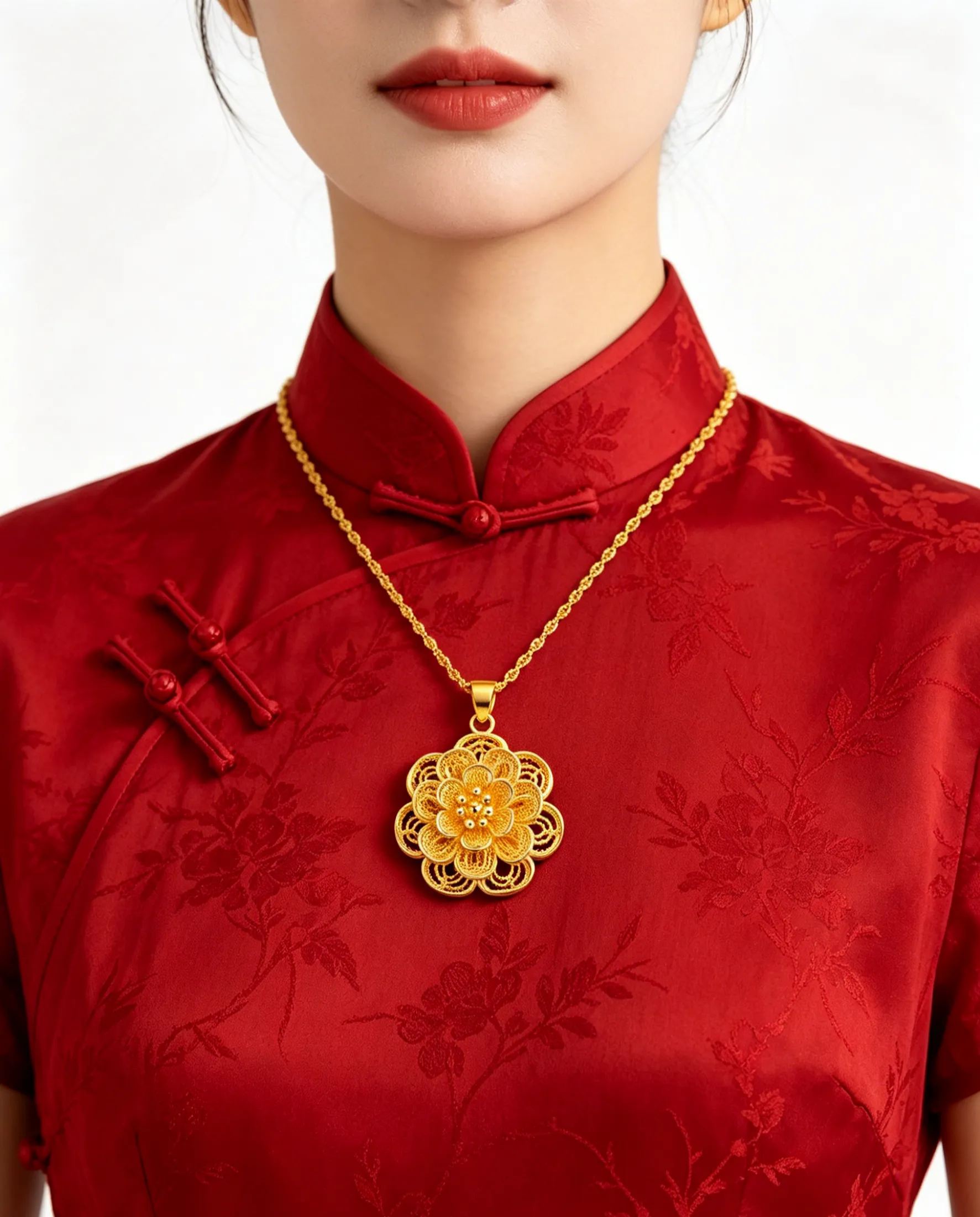 Lady Pendant Necklace of Prosperity Flower