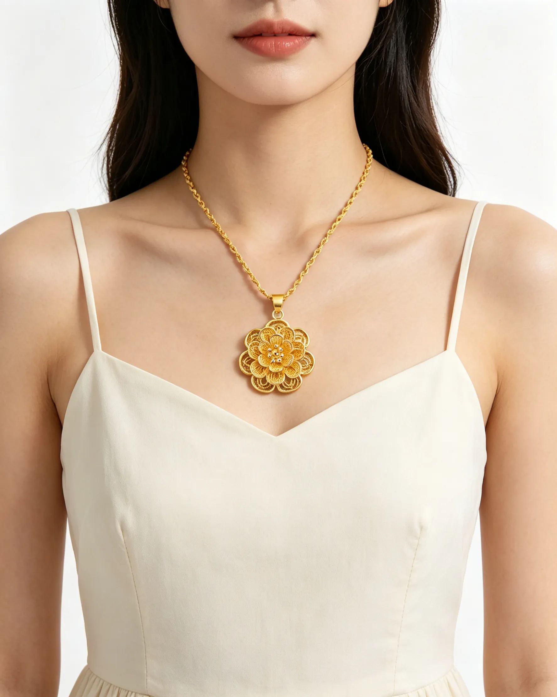 Lady Pendant Necklace of Prosperity Flower