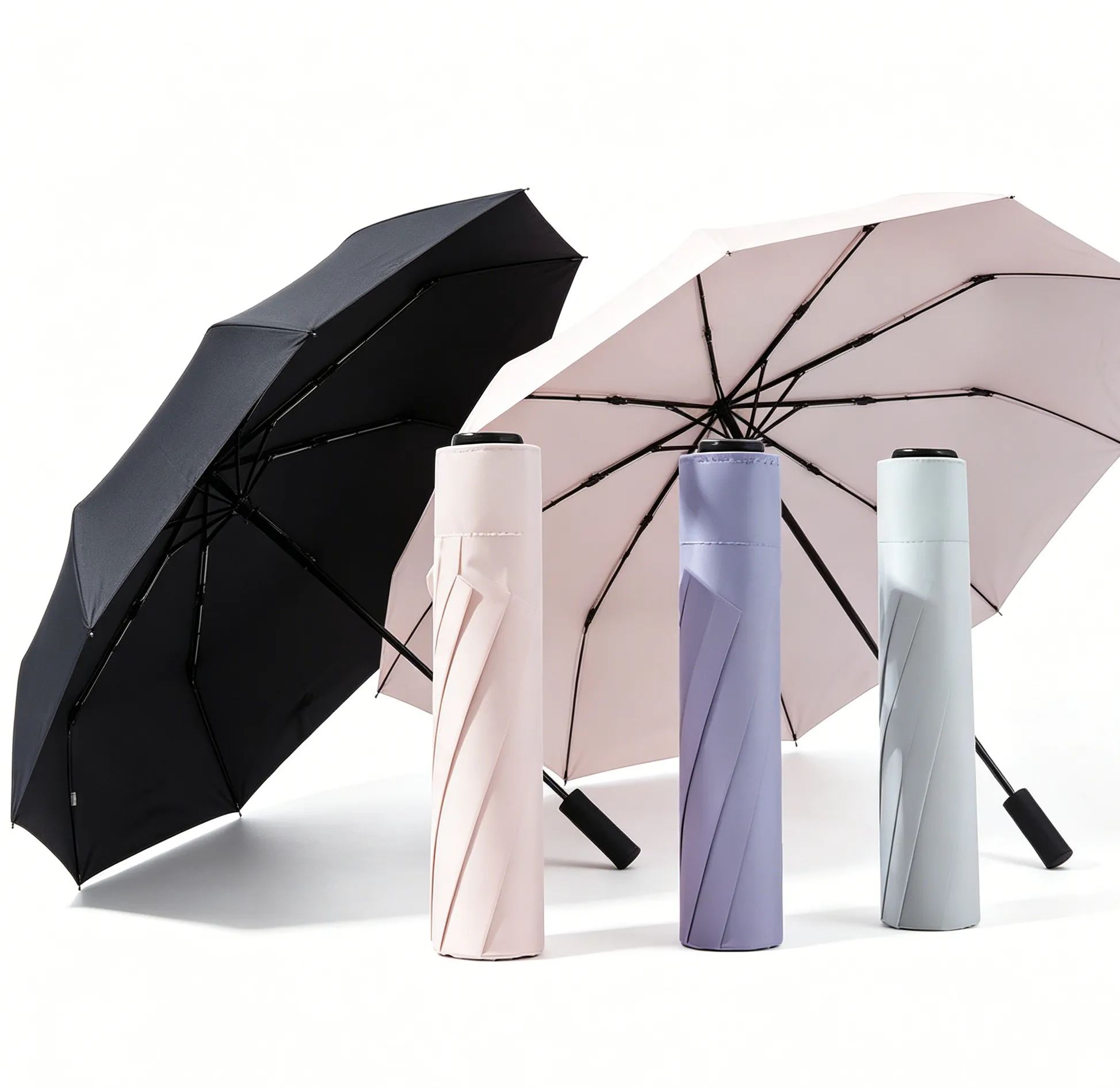 Ultralight feather umbrella, compact and portable sun umbrella, UV protection, three-fold, dual-purp