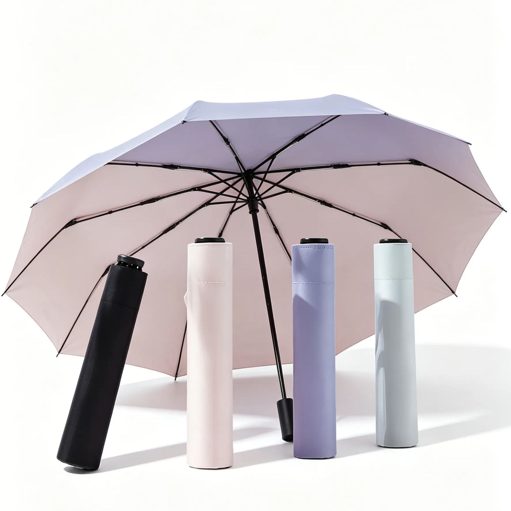 Ultralight feather umbrella, compact and portable sun umbrella, UV protection, three-fold, dual-purp