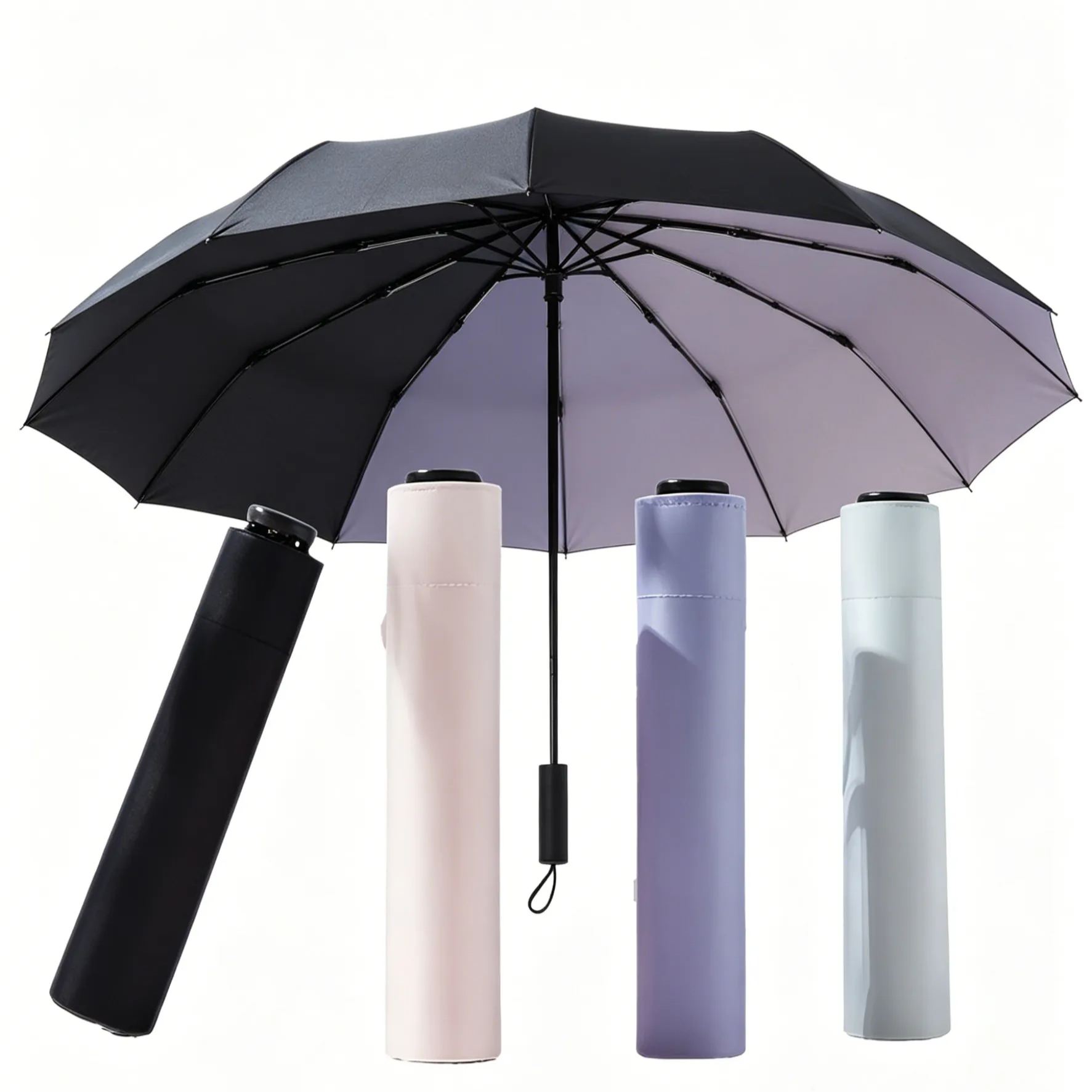 Ultralight feather umbrella, compact and portable sun umbrella, UV protection, three-fold, dual-purp