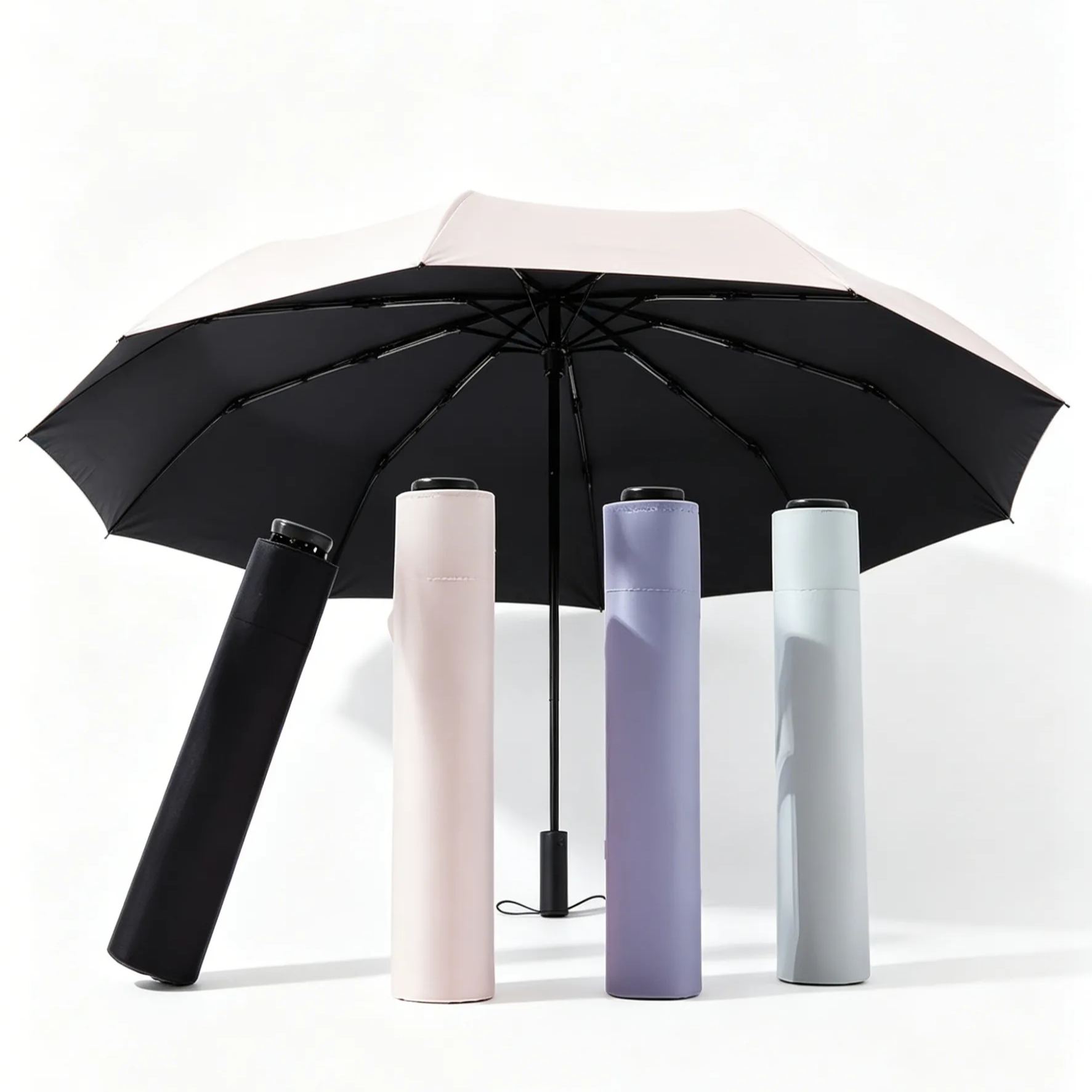 Ultralight feather umbrella, compact and portable sun umbrella, UV protection, three-fold, dual-purp