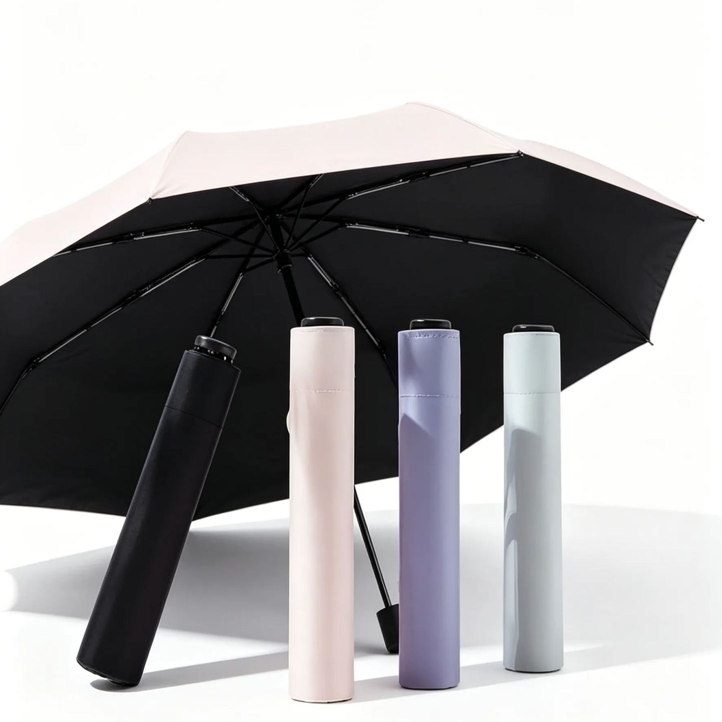 Ultralight feather umbrella, compact and portable sun umbrella, UV protection, three-fold, dual-purp