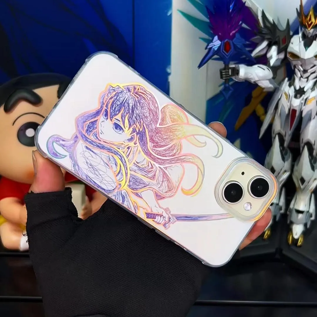 鬼滅之刃 極光/彩銀 線條漸變防摔手機殼-CASEZONE