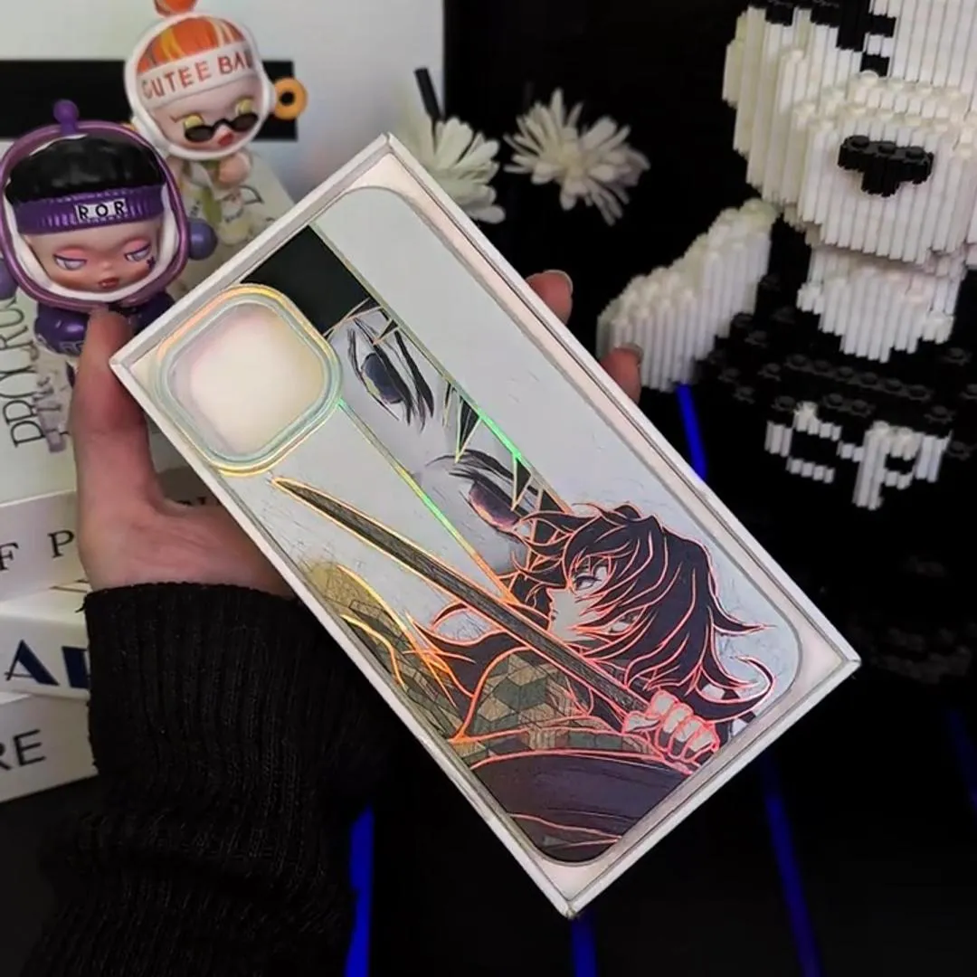 鬼滅之刃 極光/彩銀 線條漸變防摔手機殼-CASEZONE