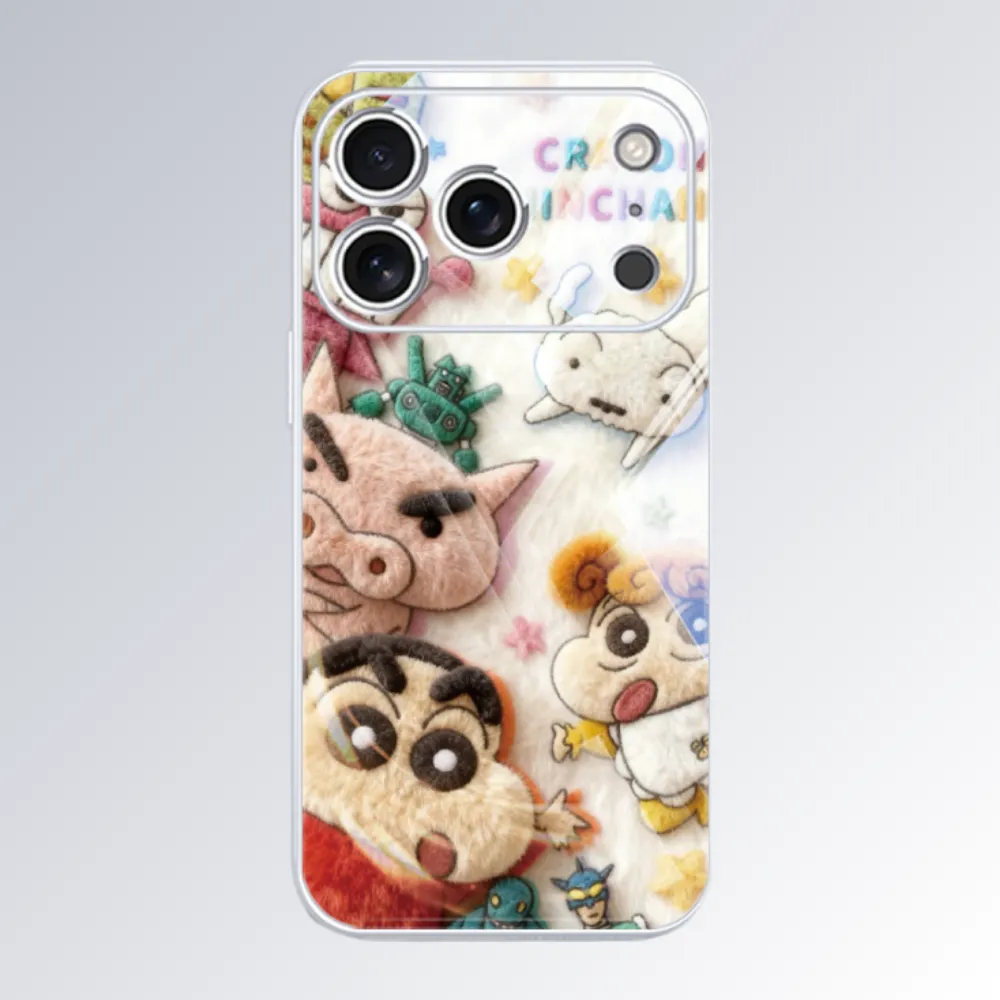 毛絨蠟筆小新新款高清全包防摔玻璃殼